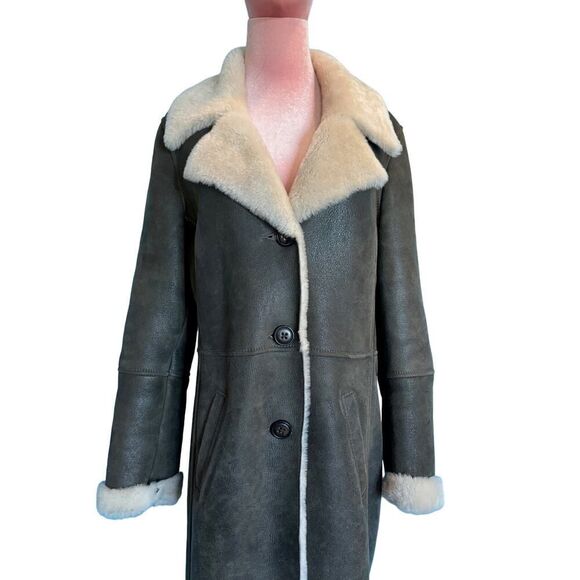 Made in Turkey Peruvian Connection Mid-Length 100% Shearling Coat Jacket Brown L - Picture 2 of 15